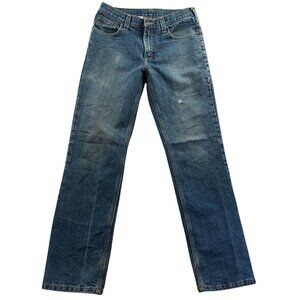 Carhartt Mens Work Jeans Size 30x32 Blue Denim Straight Leg Traditional Fit